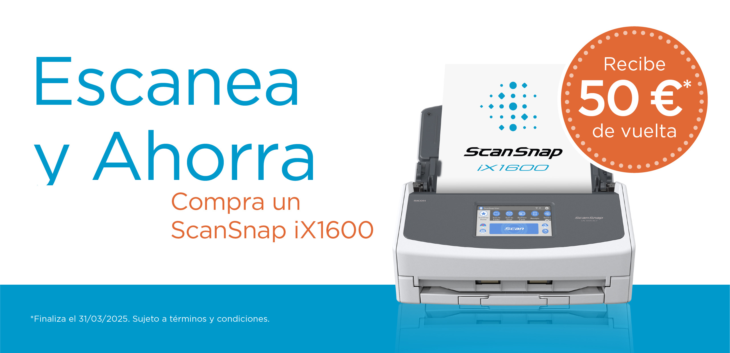 Compre el ScanSnap iX1600 y recibe 50 €* de vuelta promoción