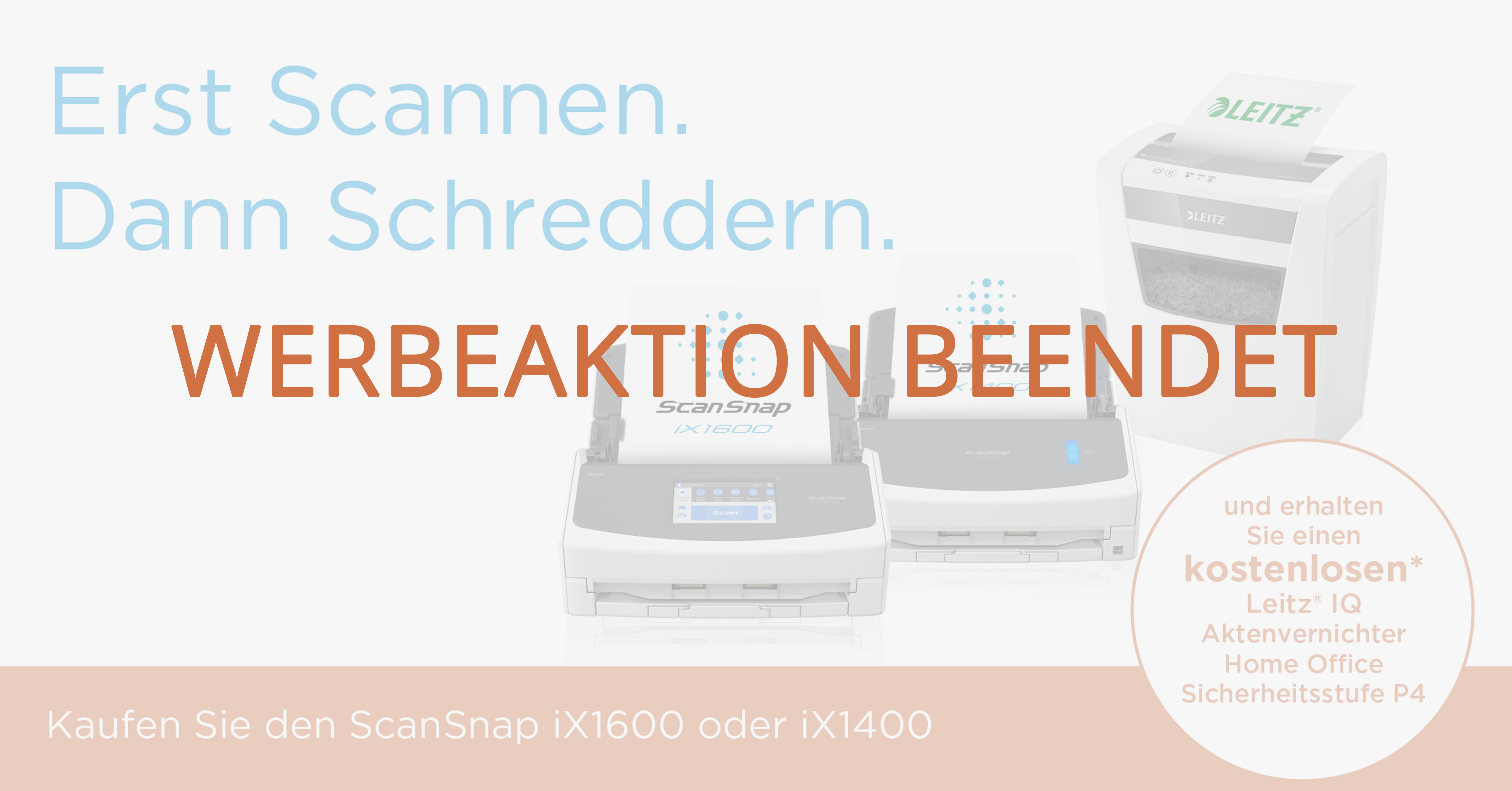 Der ScanSnap iX1600 & iX1400 jetzt mit kostenloser Promotion-Aktion für einen Aktenvernichter.