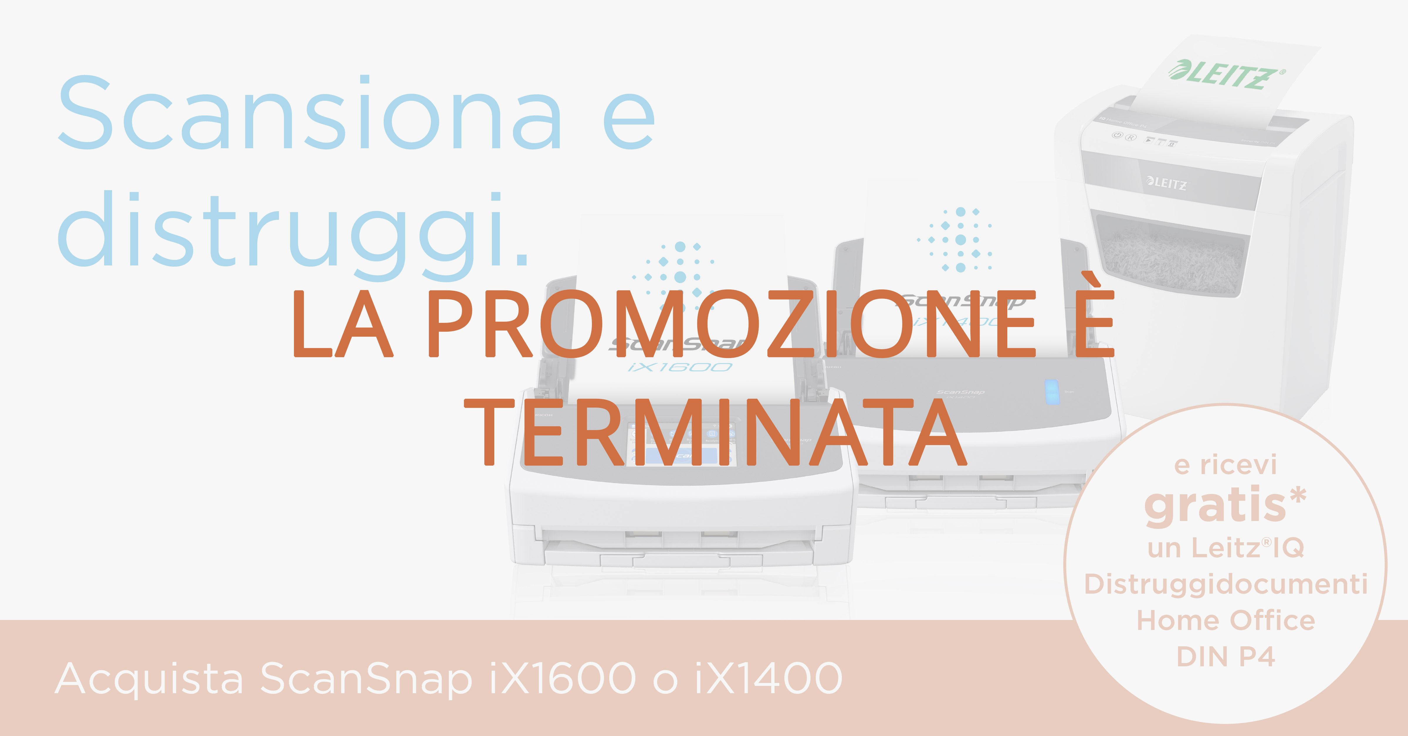 Promozione: ScanSnap e distruggidocumenti in omaggio