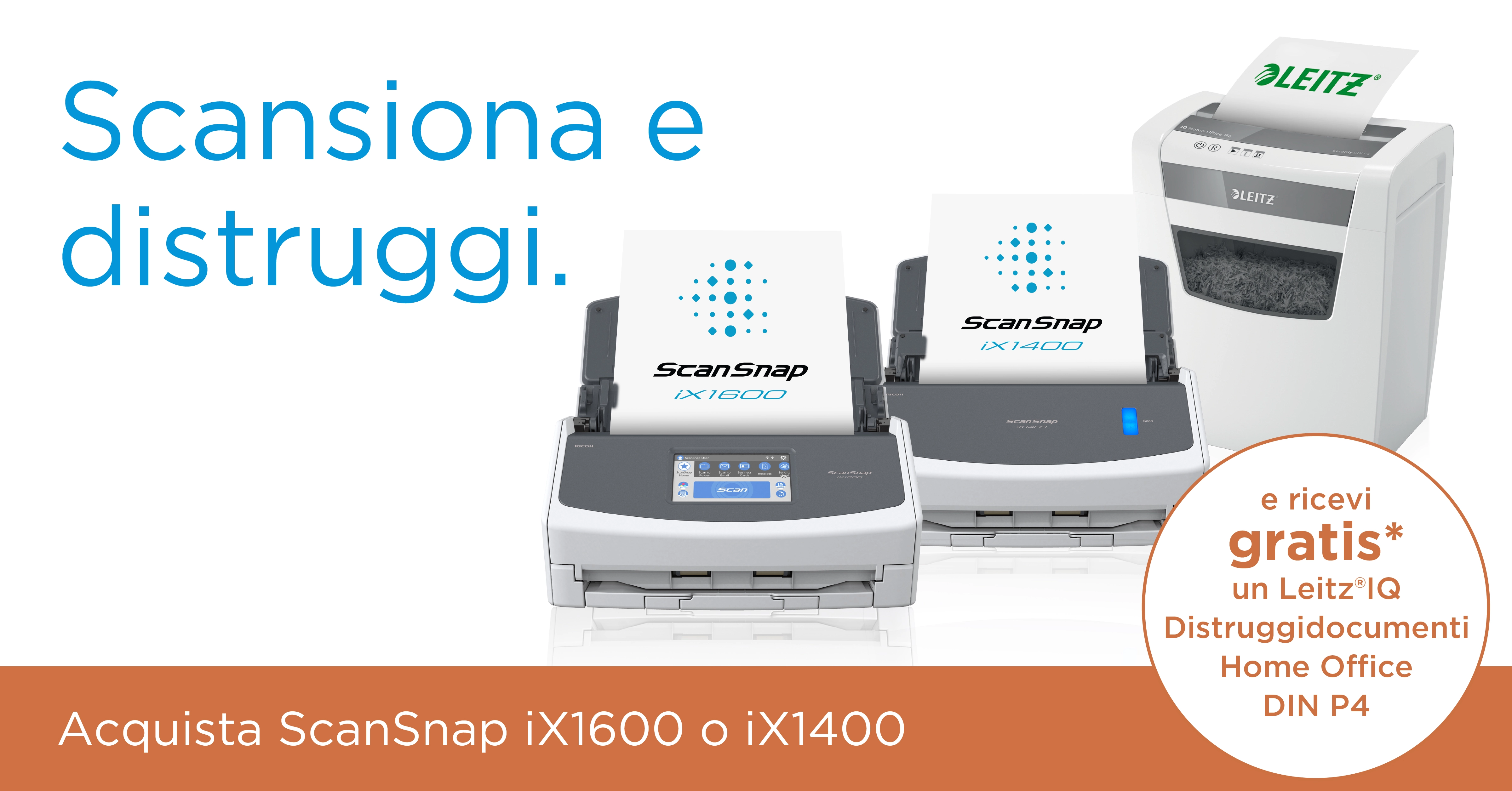 Promozione: ScanSnap e distruggidocumenti in omaggio