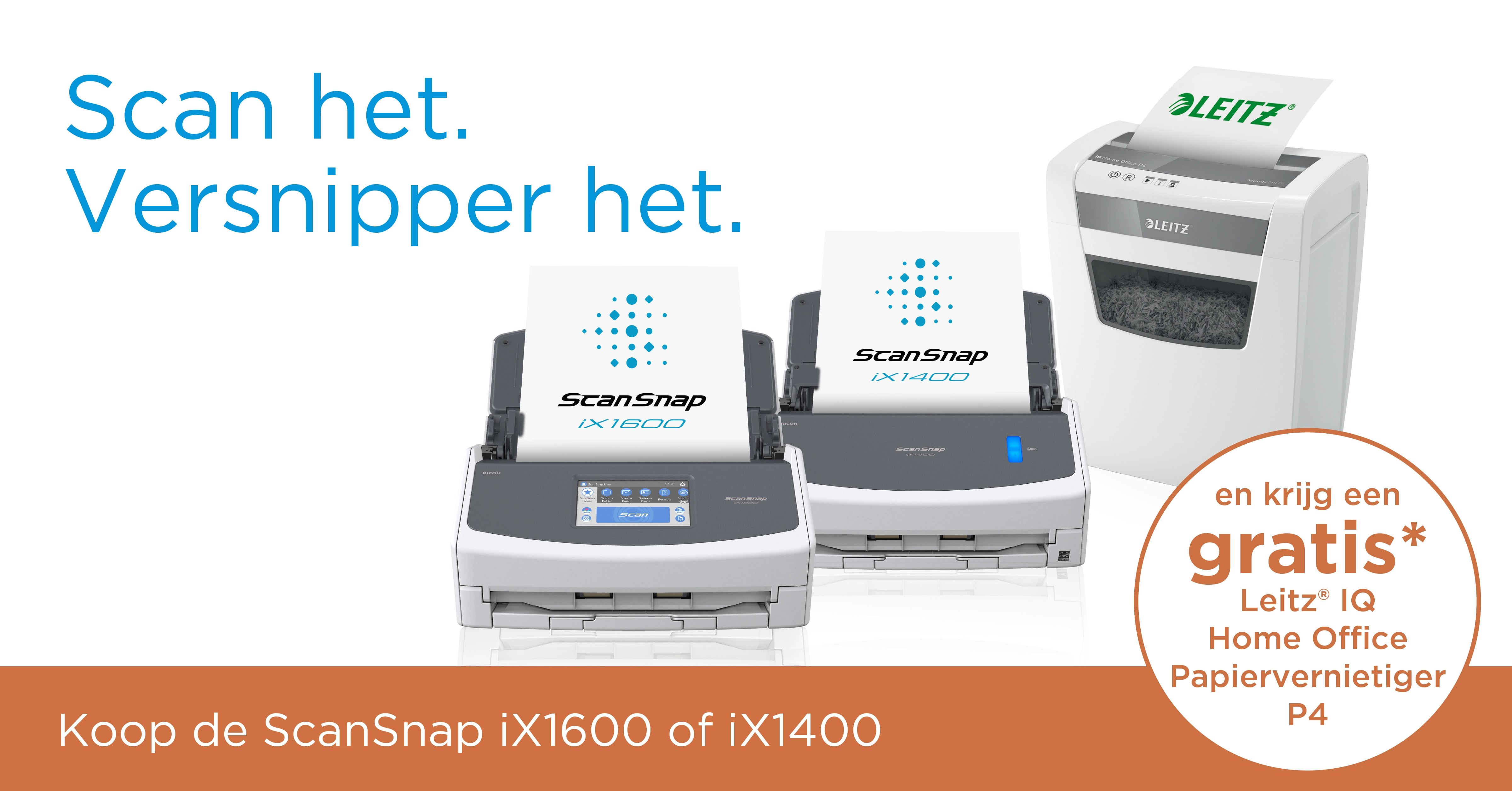 ScanSnap met gratis papierversnipperaar.