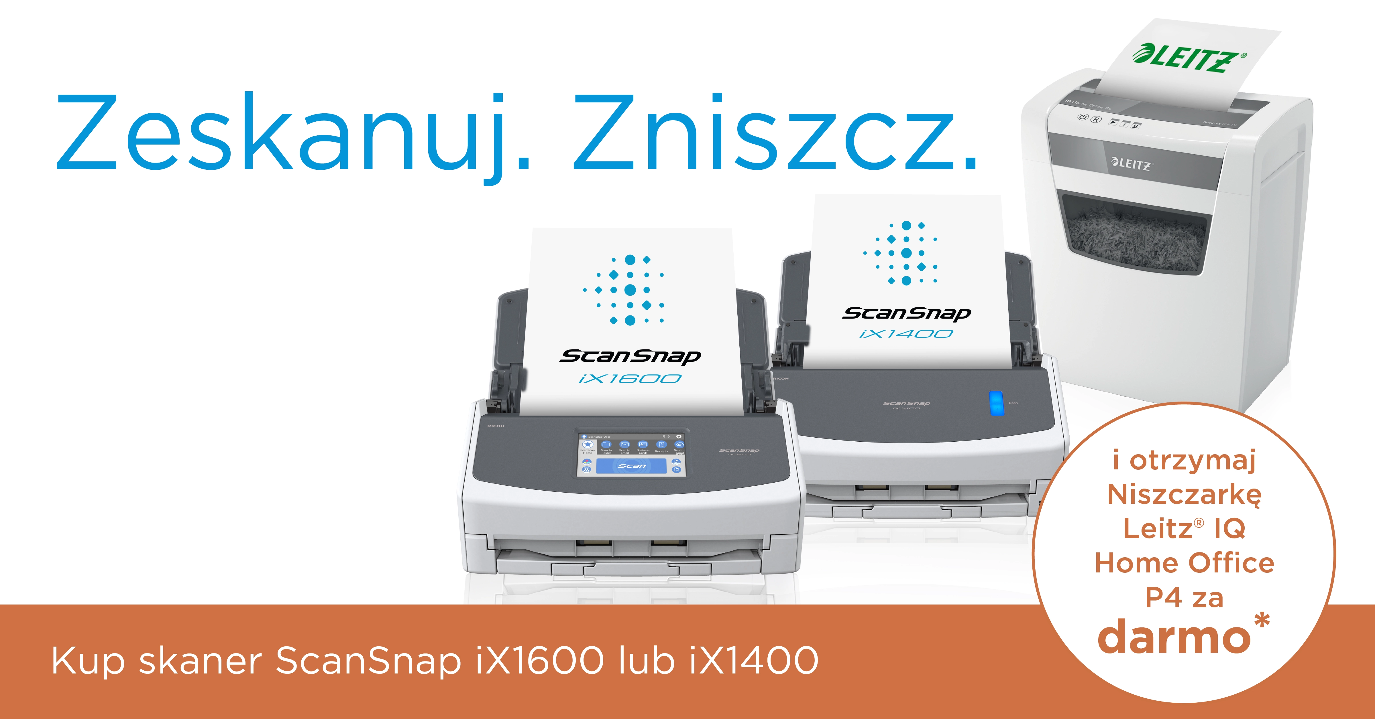 Promocja na darmową niszczarkę ScanSnap ze skanerem iX1600 lub iX1400