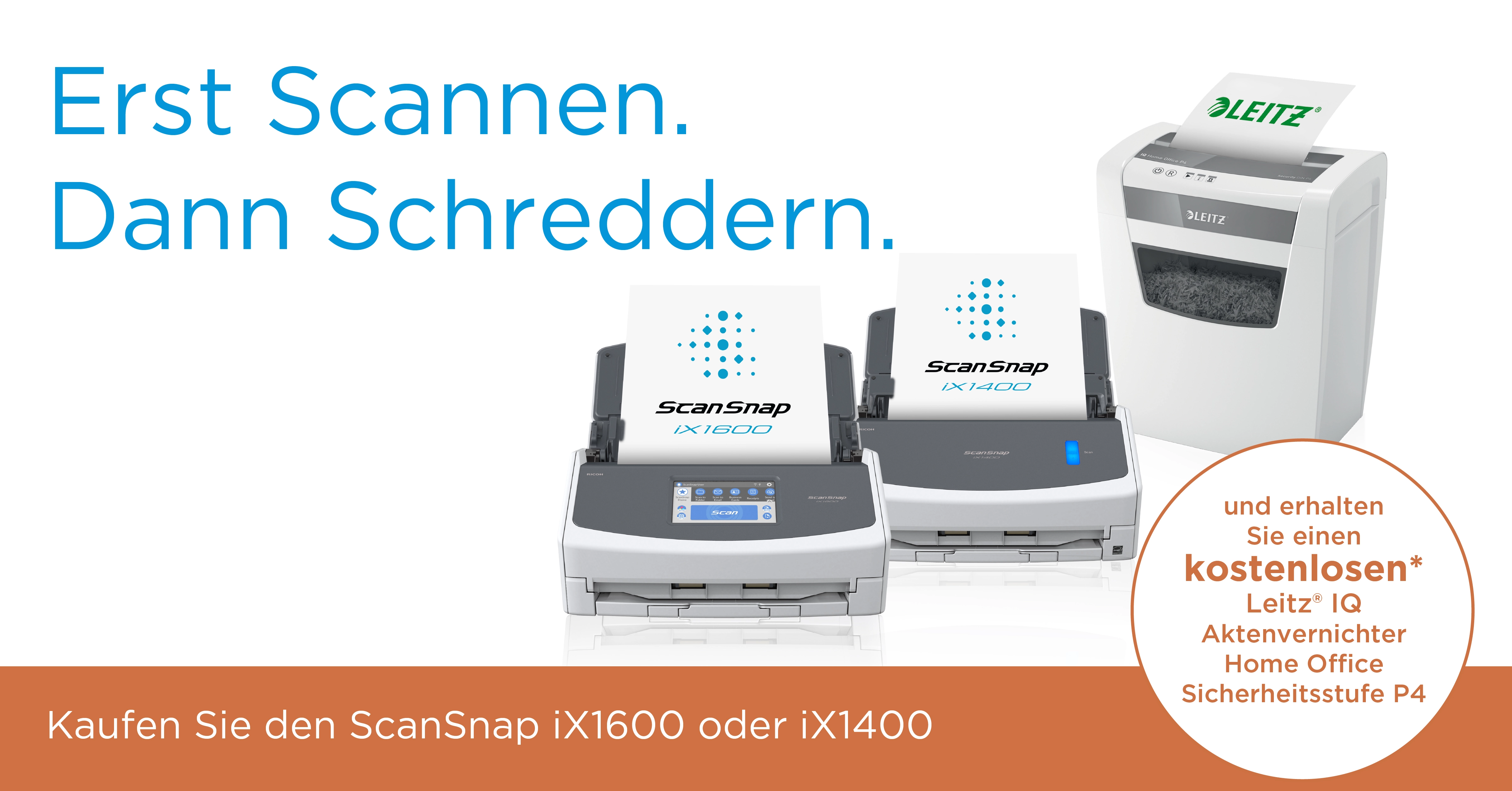 Der ScanSnap iX1600 & iX1400 jetzt mit kostenloser Promotion-Aktion für einen Aktenvernichter.